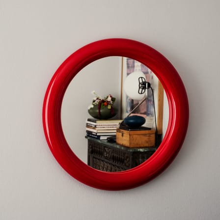 Miroir mural Duplum céramique rouge / Ø 48,3 cm - raawii