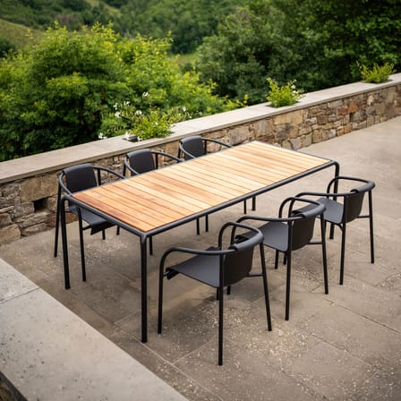 Table rectangulaire Avanti bois naturel / 222 x 98 cm - Frêne thermo-traité - Houe