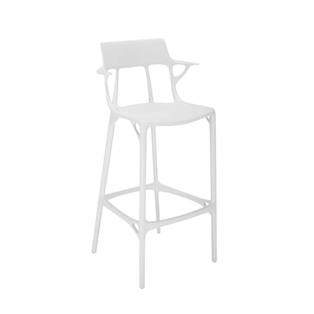 Tabouret de bar A.I plastique blanc / 75 cm - Conçu par intelligence artificielle - Recyclé - Kartell