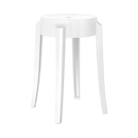 Tabouret empilable Charles Ghost plastique blanc / Philippe Starck, 2005 - H 46 cm - Kartell