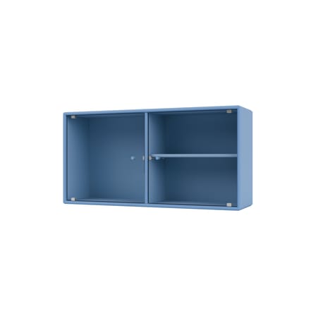 Rangement mural Ripple I bois bleu / Vitrine - L 69,6 x P 20 x H 35,4 cm / Verre ondulé - MONTANA