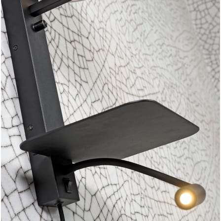 Applique avec prise Florence métal beige / Liseuse LED, étagère & port USB - It's about Romi