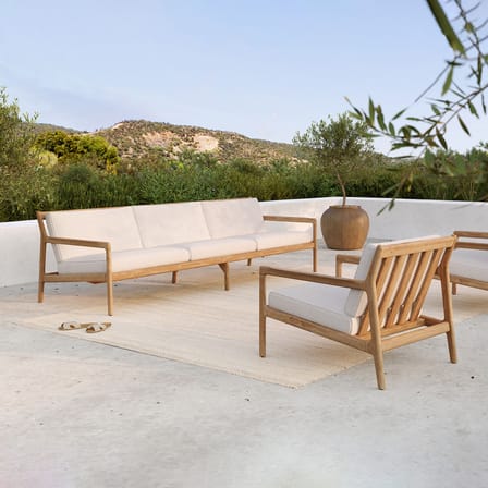 Canapé de jardin 3 places Jack Outdoor tissu bois blanc / L 265 cm - Teck - Ethnicraft