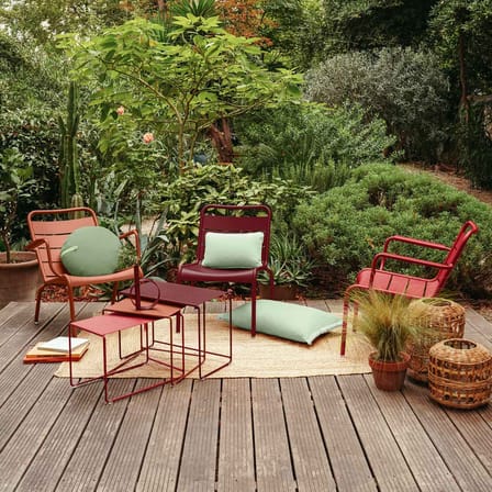 Fauteuil lounge Luxembourg métal beige / Dossier droit - Fermob