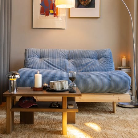 Schlafcouch Roots holz orange / L 140 cm – 3 Positionen / Struktur aus klarer Kiefer - KARUP
