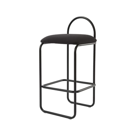 Tabouret de bar rembourré Angui Small tissu gris / H 65 cm - Tissu polyester recyclé - AYTM