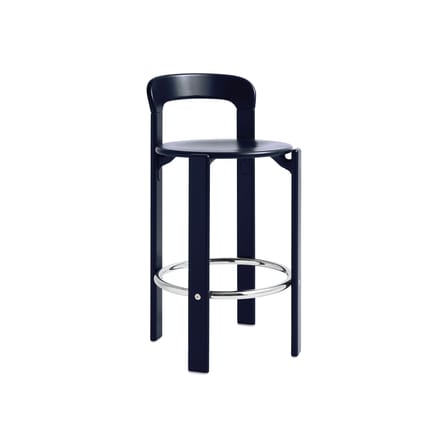 Tabouret de bar Rey Low bois bleu / H 65 cm - By Bruno Rey x Dietiker, 1971 - Hay