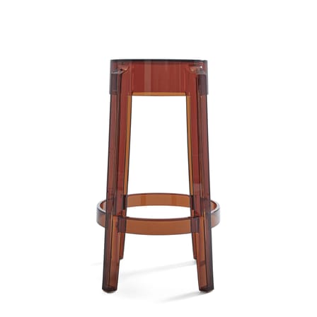 Tabouret haut empilable Charles Ghost plastique orange marron / H 65 cm - Kartell