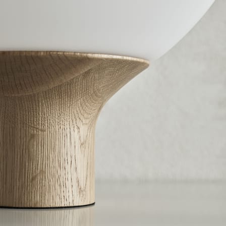Lampe de table Acorn verre blanc bois naturel / Ø 32 cm - Bolia