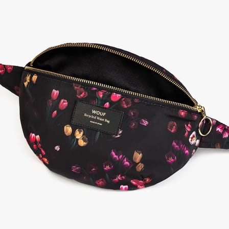 marsupio Tulips tessuto nero / Riciclato - Made in Barcelona - WOUF