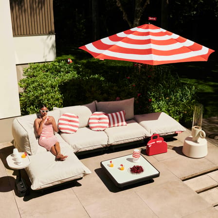 Salon de jardin Paletti Set Medium tissu marron / Table basse + canapé L 190 cm (accoudoir gauche) - Fatboy