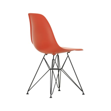 Sedia RE DSR - Eames Plastic Side Chair materiale plastico rosso / (1950) - Gambe nere / Riciclata - Vitra