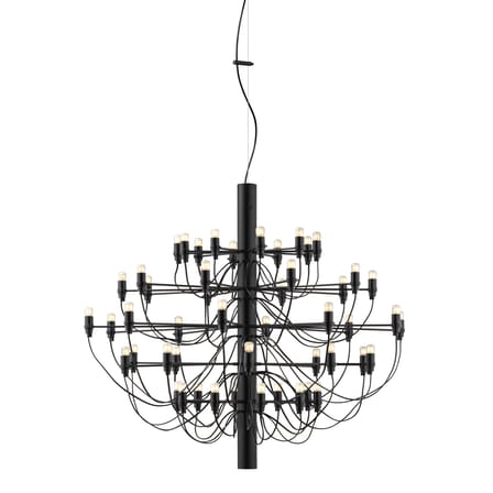 Suspension 2097 métal noir / 50 ampoules dépolies INCLUSES - Ø 100 cm/ Gino Sarfatti, 1958 - Flos