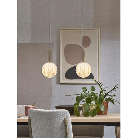 Suspension Carrara verre blanc or / Ø 16 cm - Verre effet marbre - It's about Romi