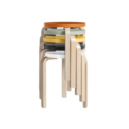 Tabouret empilable E 60 bois jaune / Alvar Aalto, 1933 - 4 pieds - ARTEK