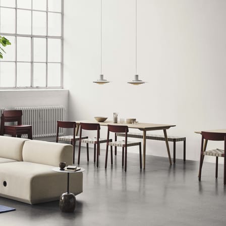 Banc Betty TK5 bois marron / L 157 cm - Sangles en lin - &tradition