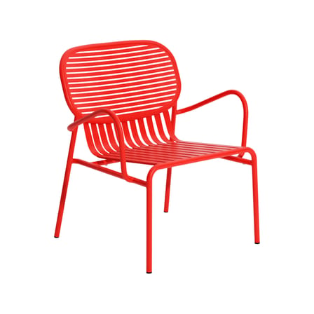 Fauteuil bas empilable Week-end métal rouge / Aluminium - Petite Friture