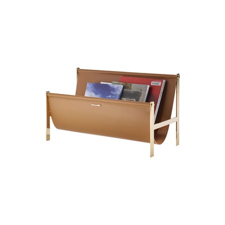 Porte-revues  métal cuir marron or / L 58 cm - Opinion Ciatti