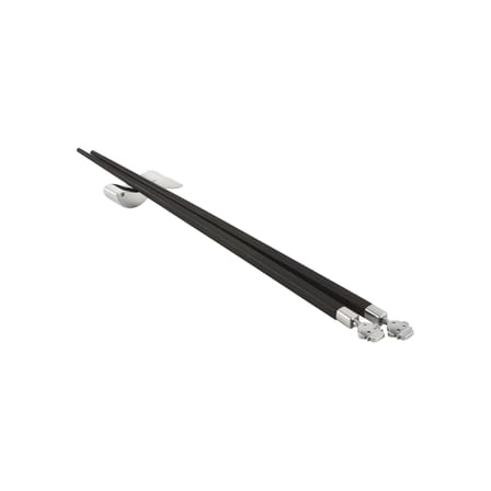 Set de 2 baguettes Alessandro M. Stick bois noir / Avec support - Alessi