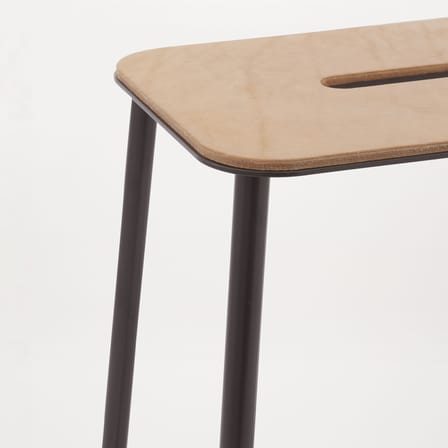 Sgabello bar Adam pelle beige / H 65 cm - Interno - Frama 