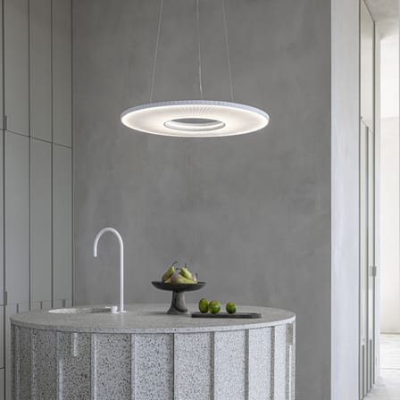 Suspension Iris Horizontal tissu blanc / LED - Ø 60 cm - Dix Heures Dix