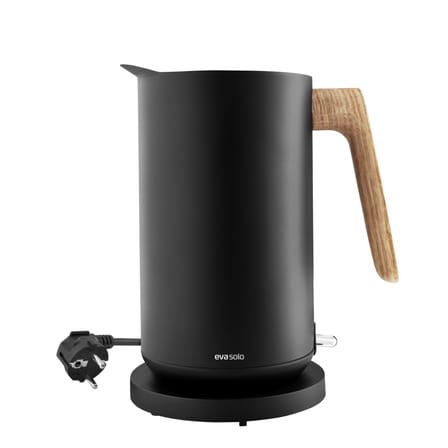 Bouilloire électrique Nordic Kitchen métal noir bois naturel / 1,5 L - Acier & chêne - Eva Trio