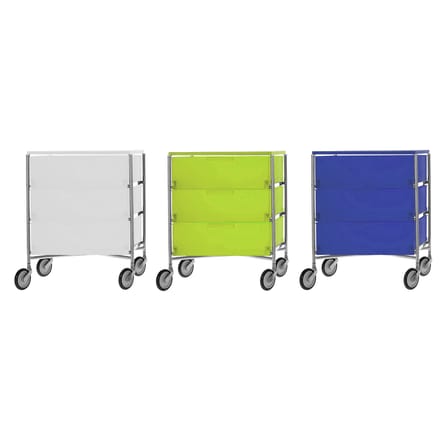 Caisson à roulettes Mobil plastique blanc / 3 tiroirs - Kartell