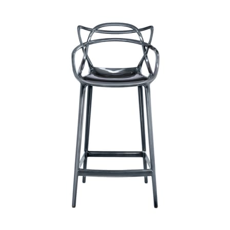 Chaise de bar Masters plastique titane / H 65 cm - Métallisée - Kartell