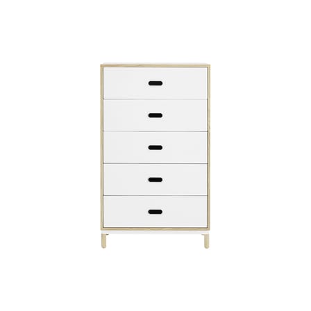 Kabino Chest of drawers metal white natural wood L 74 x H 127 cm / 5 drawers - Normann Copenhagen