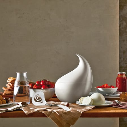 Service à mozzarella Nunziatella plastique blanc / Récipient fraîcheur + louche percée - Alessi