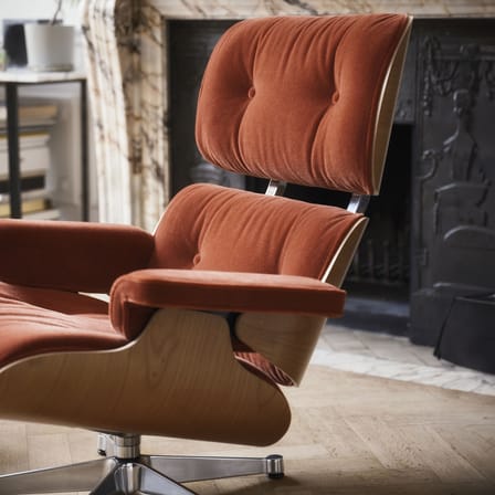 Set fauteuil & repose-pieds Lounge Chair & Ottoman tissu marron / Eames (1956) - Vitra