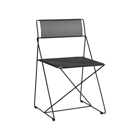 Stapelbarer Stuhl X-Line OUTDOOR metall schwarz / Neuauflage 1977 - Perforierter Stahl - Hay