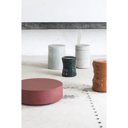 Table basse Pawn céramique rouge / Ø 68 x H 20 cm - Fibre polyester / Seconde vie - Serax