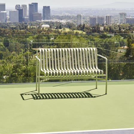 Banc avec dossier Palissade Dining métal gris / L 128 cm - Bouroullec, 2016 - Hay