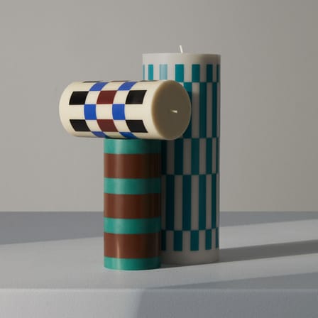 Bougie bloc Column Small cire multicolore / Ø 6,5 x H 15 cm - Hay