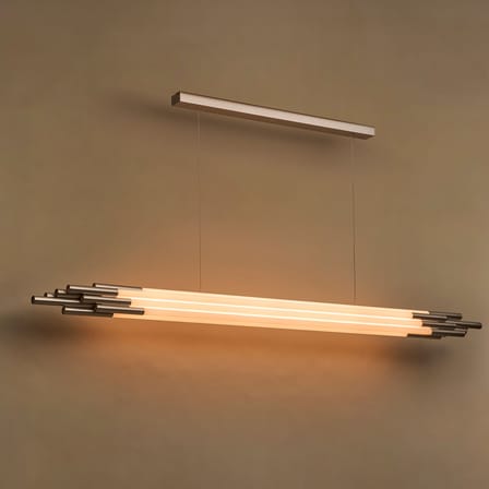Suspension ORG Horizontal Large verre blanc / LED - L 200 cm - DCW éditions