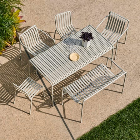 Banc avec dossier Palissade Dining métal blanc / L 128 cm - Bouroullec, 2016 - Hay