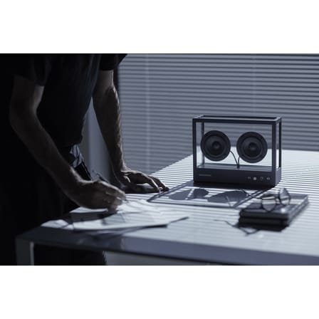 Enceinte Small verre noir / L 26 x H 20 cm - Verre trempé - Transparent Speaker