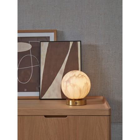 Lampe de table Carrara verre blanc or / Ø 16 cm - Verre effet marbre - It's about Romi