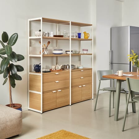 Vaisselier UNIT 5 métal blanc / H 180 x L 164 cm - 4 portes + 4 tiroirs - TIPTOE
