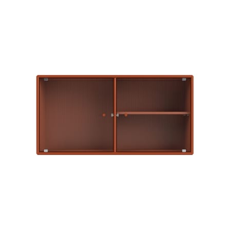 Rangement mural Ripple I bois orange / Vitrine - L 69,6 x P 20 x H 35,4 cm / Verre ondulé - MONTANA