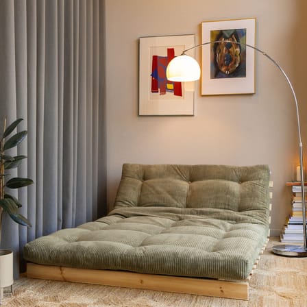 Schlafcouch Roots holz grün / L 140 cm – 3 Positionen / Struktur aus heller Kiefer - KARUP