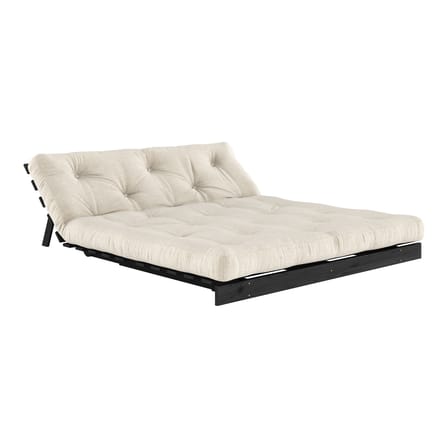 Schlafcouch Roots holz weiß / B 160 cm - 3 Positionen / Schwarz Struktur - KARUP
