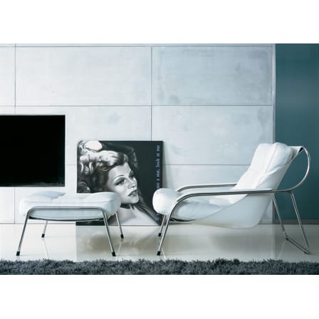 Pouf Maggiolina métal cuir noir - Zanotta