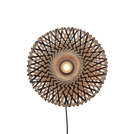 Applique avec prise Kalimantan fibre végétale bois beige / bambou / Ø 30 cm - GOOD&MOJO