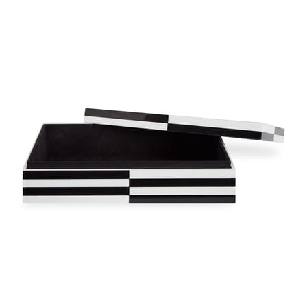 Boîte Op Art Large bois blanc noir / Laque - 30 x 20 cm - Jonathan Adler