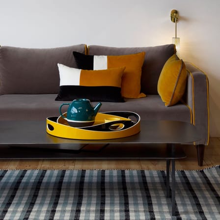 Coussin Sicilia tissu jaune / Velours - 40 x 55 cm - Maison Sarah Lavoine