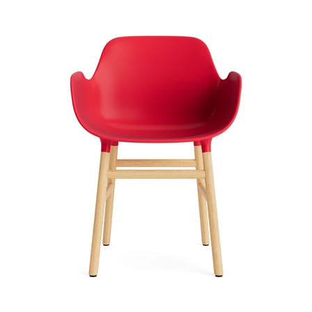 Fauteuil Form plastique rouge / Pieds chêne - Normann Copenhagen