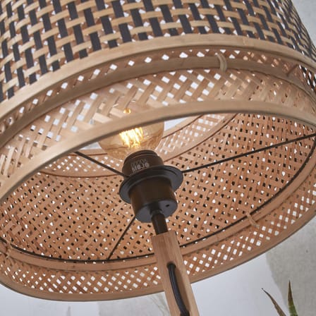 Lampada a stelo Bhutan fibre legno beige bambù & legno naturale / 2 mensole - H 160 cm - GOOD&MOJO