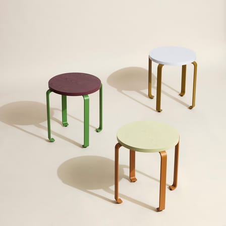 Smile Stackable stool wood green / Set of 2 Stackable stools - HÜBSCH